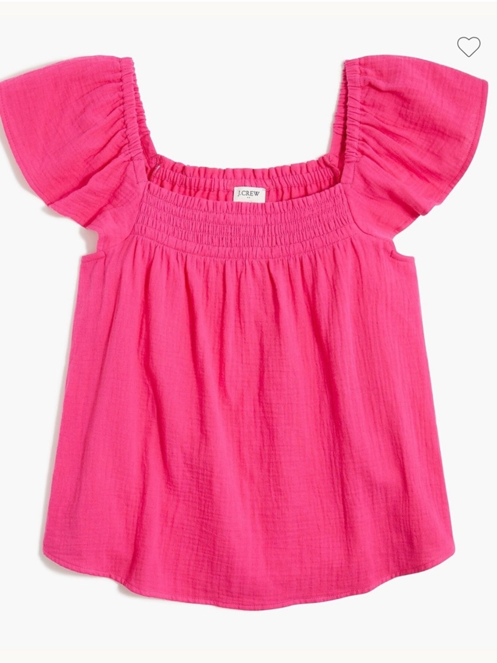 J. Crew Hot Pink Smocked Flutter-Sleeve Blouse